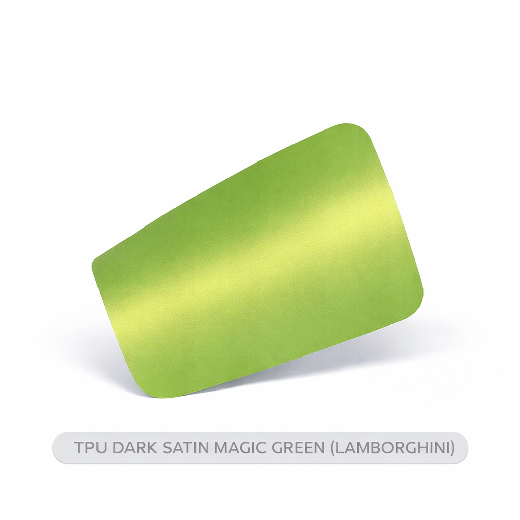 Green TPU block with 'TPU Dark Satin Magic Green (Lamborghini)' text on a white background