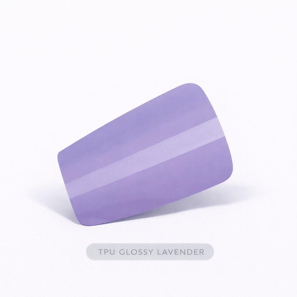 TPU glossy lavender phone case on a white background