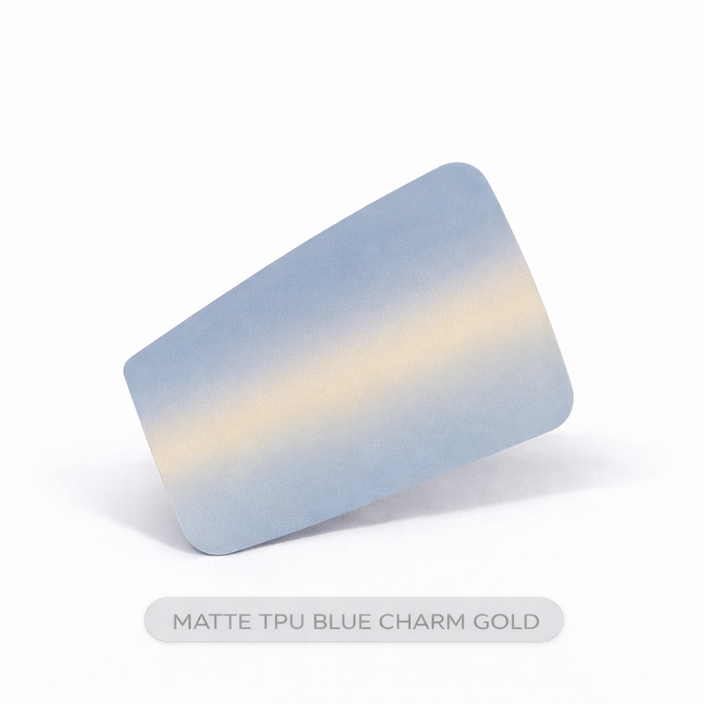 Gradient blue to gold rectangular object on a white background