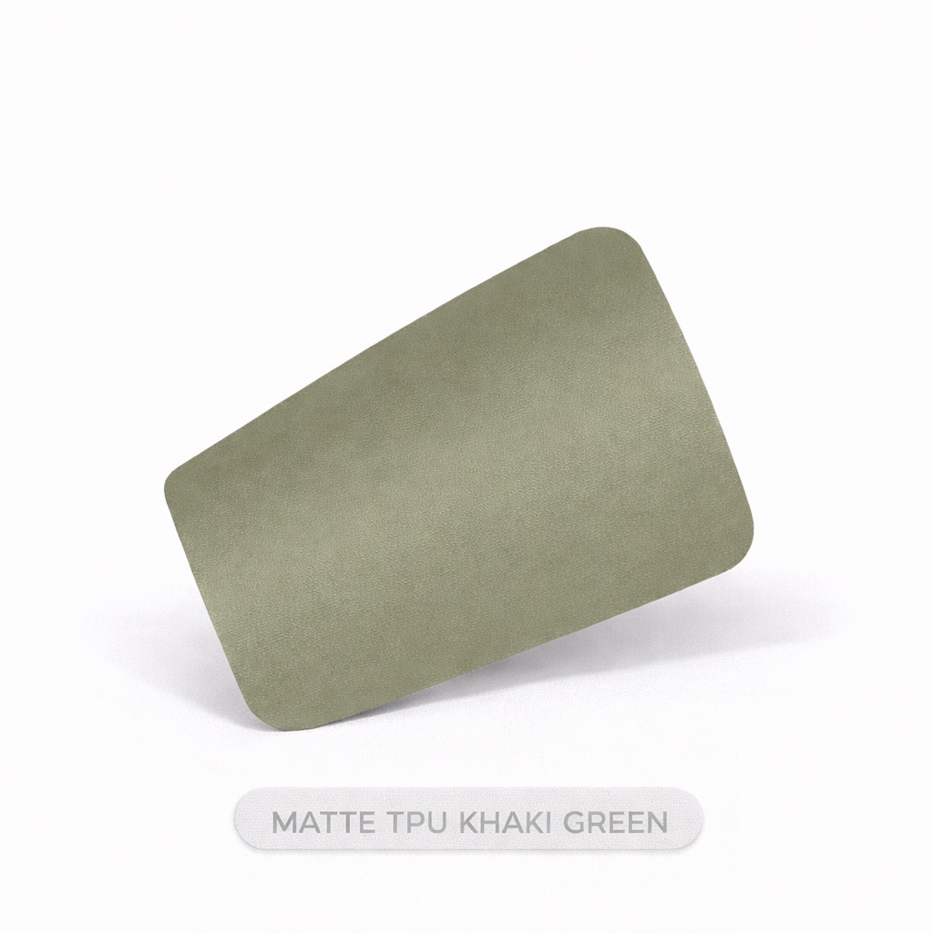 Khaki green TPU (thermoplastic polyurethane) block on a white background