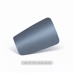 Matte TPU magic blue material sample on a white background