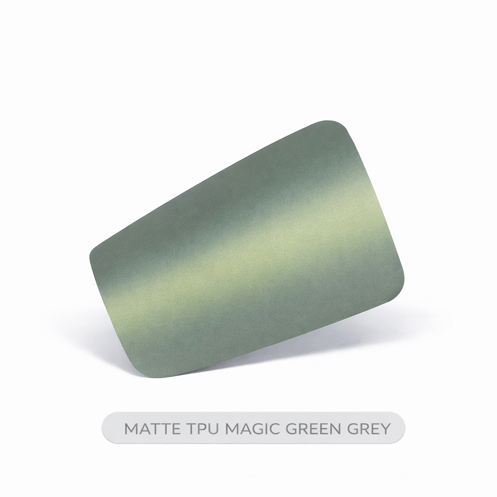 Matte TPU magic green gray product on a white background