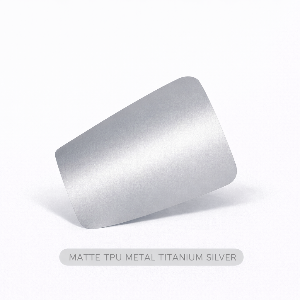 Matte TPU metal titanium silver product on a white background